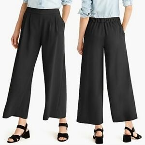 J. Crew 365 Pull On Wide Leg Cropped Pants High Rise Womens Size 10 Black